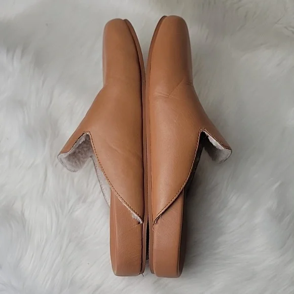 J.CREW Pacific Tan Sherpa Lined Cushioned Comfort Preppy Boho Leather Clogs 9‎ - Picture 5 of 11